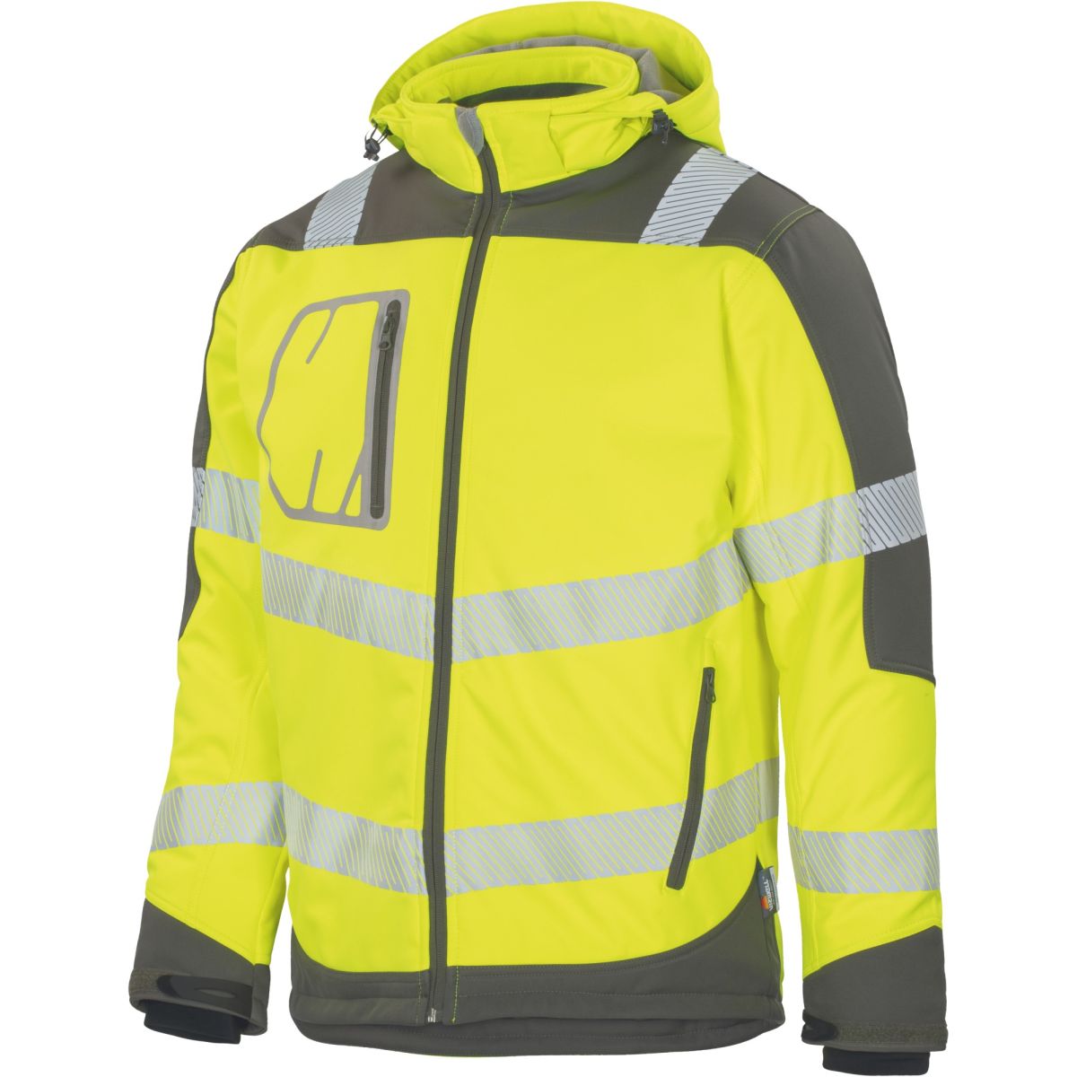 Winter-Kontrast-Softshelljacke leuchtgelb-grau von Vizwell
