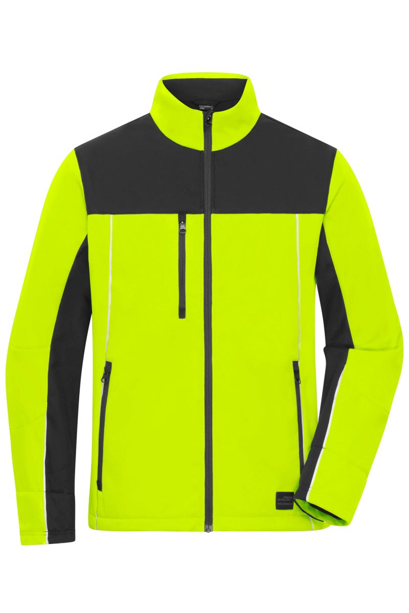 JN1856 Signal-Workwear Softshell-Jacke in Neon-Yellow / Black, Größe M von James & Nicholson