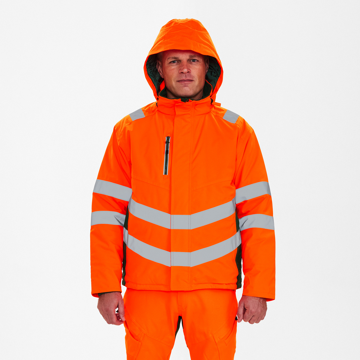 ENGEL Safety Winterjacke in Orange/Grün, Größe XS