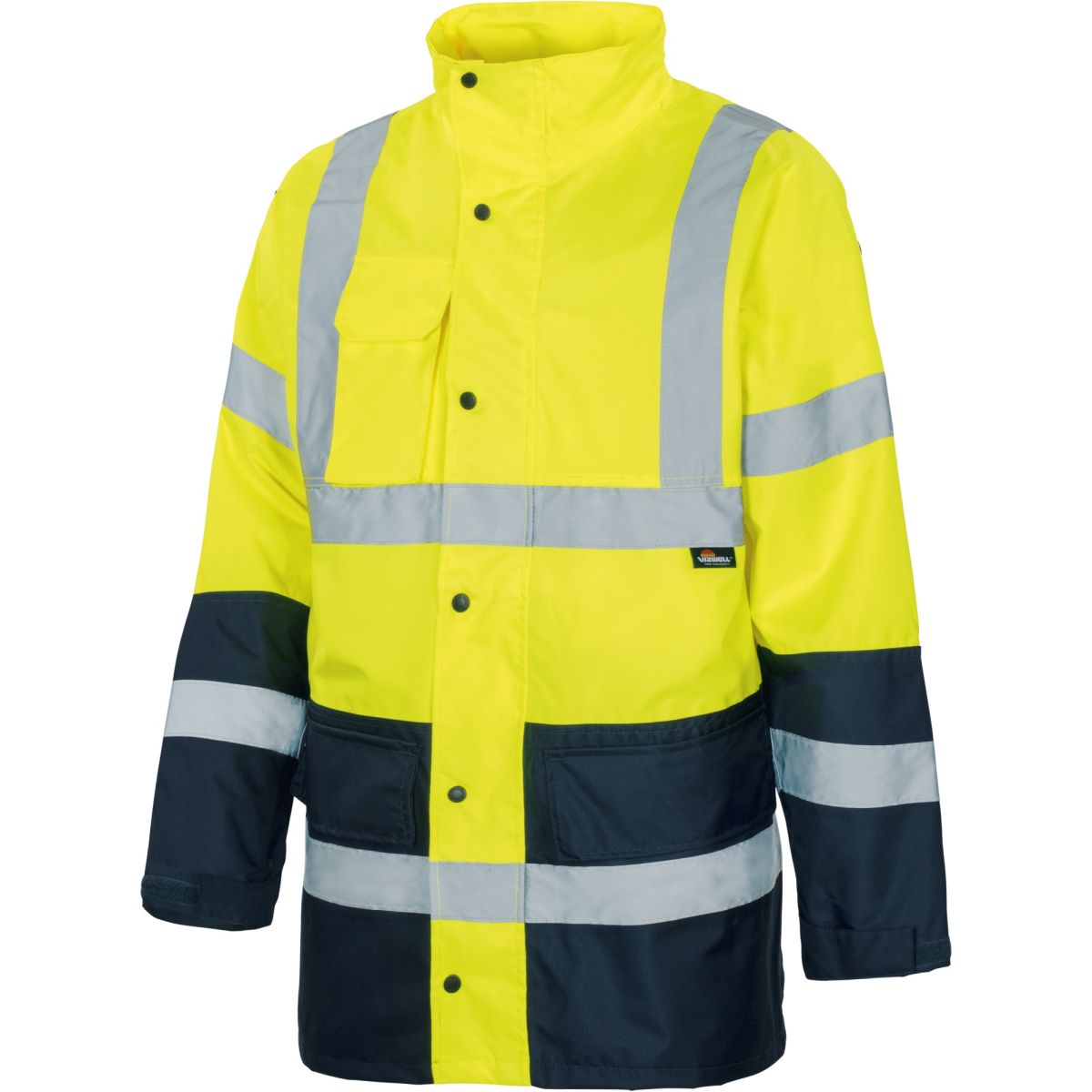 Warnschutz-Kontrast-Regenjacke leuchtgelb-marine von Vizwell