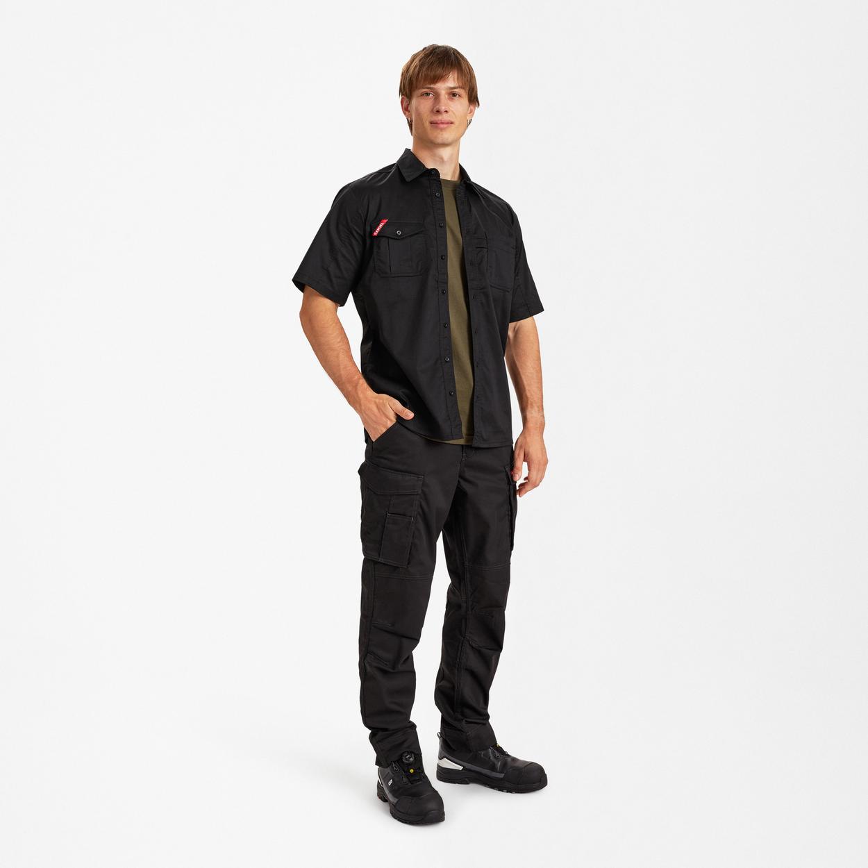 ENGEL Extend kurzärmliges Hemd mit Stretch in Schwarz, Größe XS