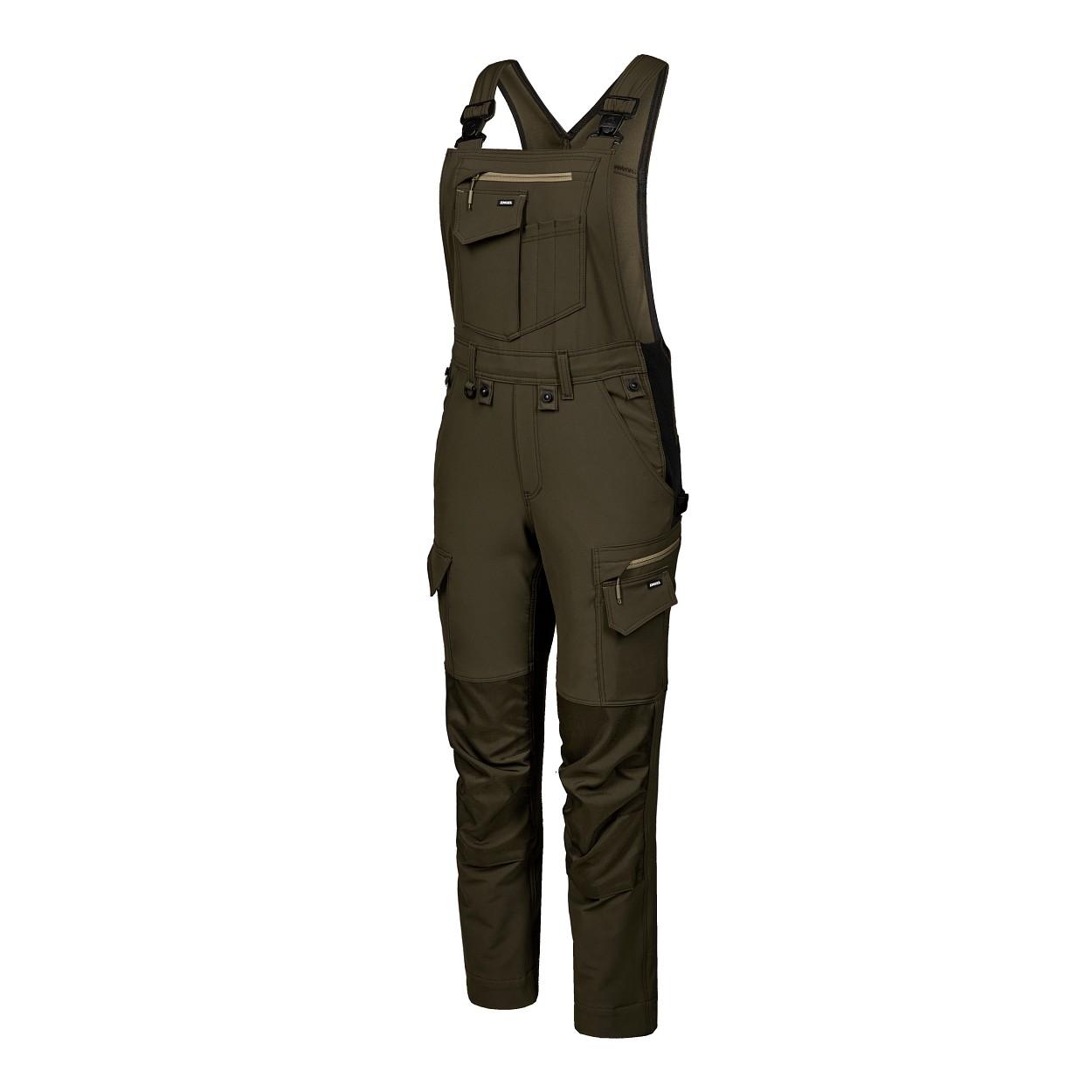 ENGEL Entire Damen Latzhose mit 4-Wege-Stretch in Forest Green/Schwarz, Größe 48