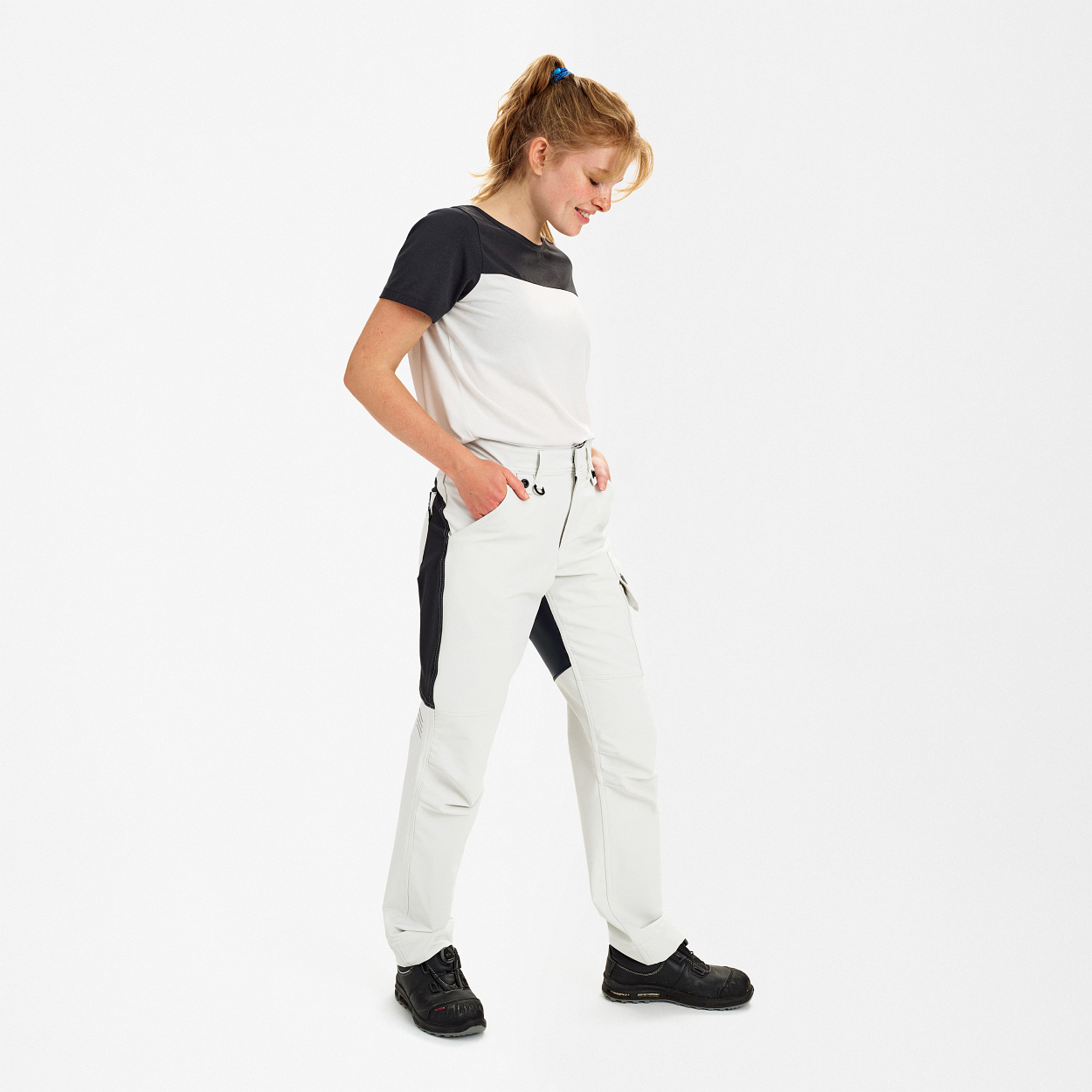 ENGEL Entire Damen Servicehose mit 4-Wege Stretch in Bone White / Anthracite Grey, Größe 48