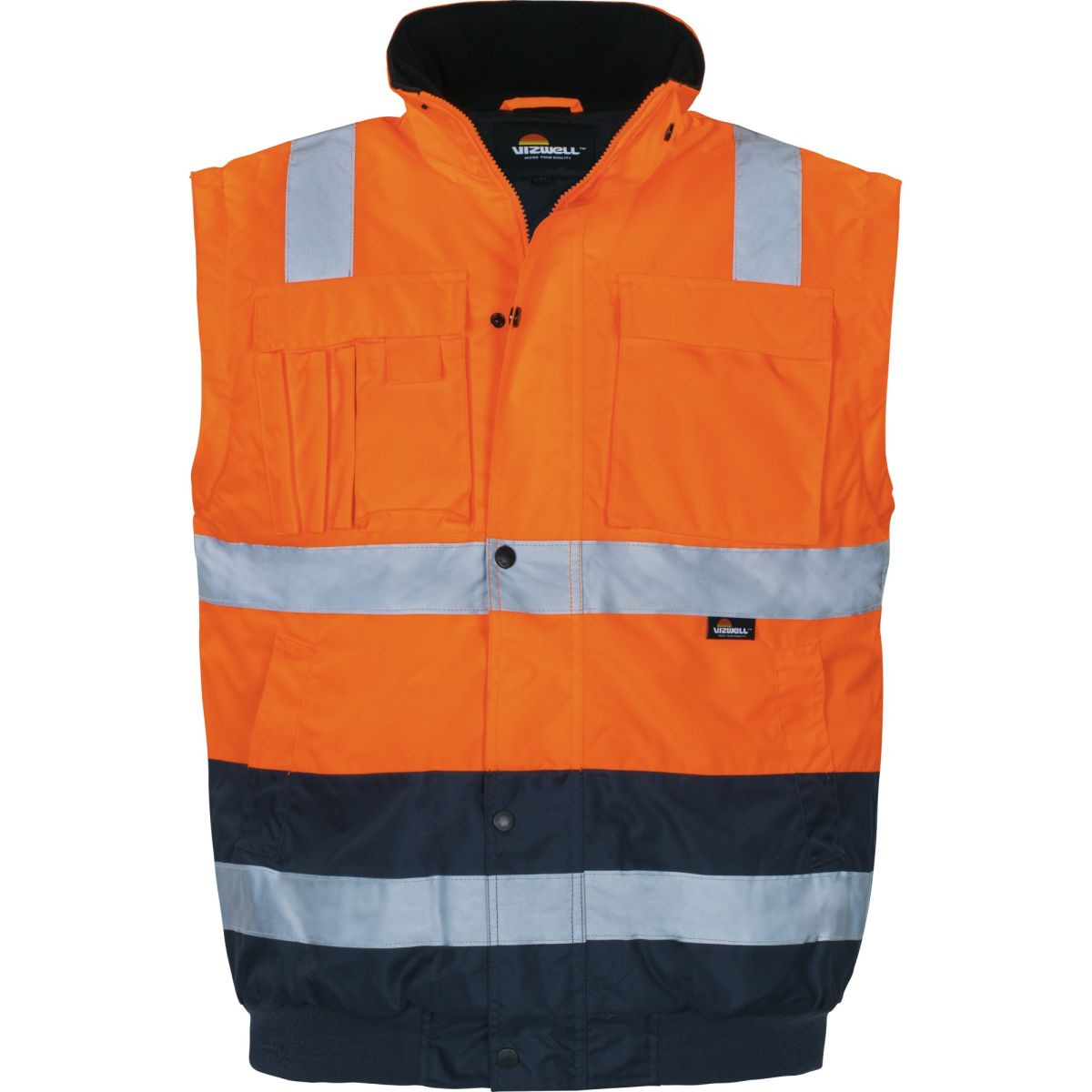Pilotenjacke mit Schulterreflex leuchtorange-marine von Vizwell