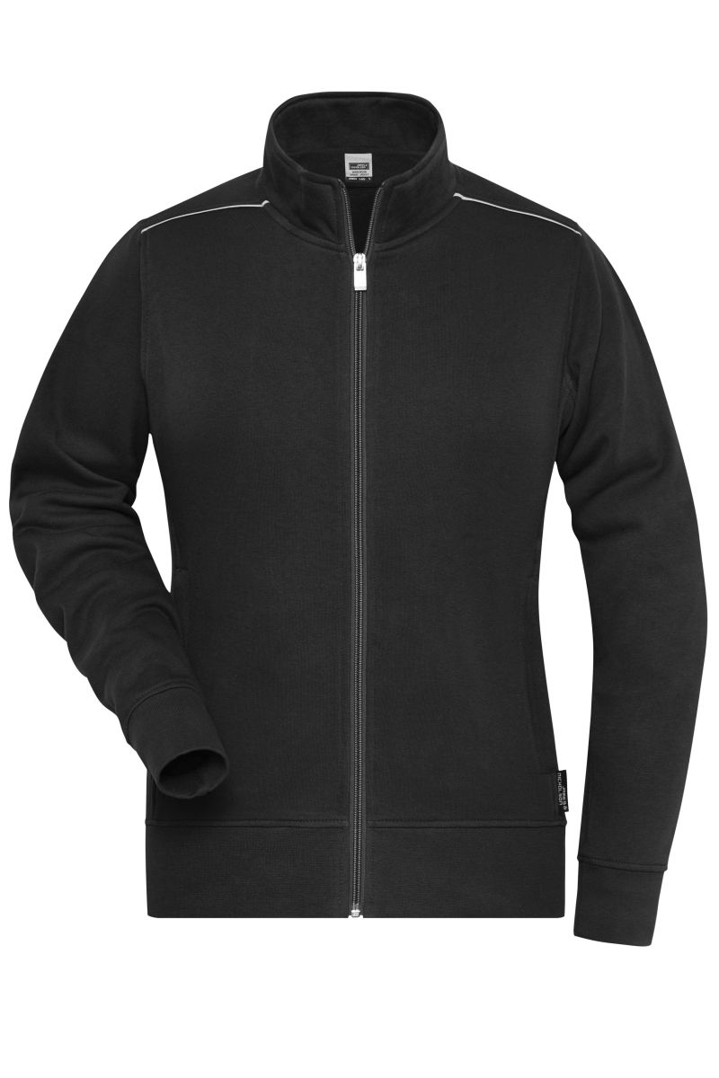 JN893 Damen Workwear Sweat-Jacke - SOLID - in Black, Größe 4XL von James & Nicholson JN893 Damen Workwear Sweat-Jacke - SOLID - in Black, Größe 4XL von James & Nicholson