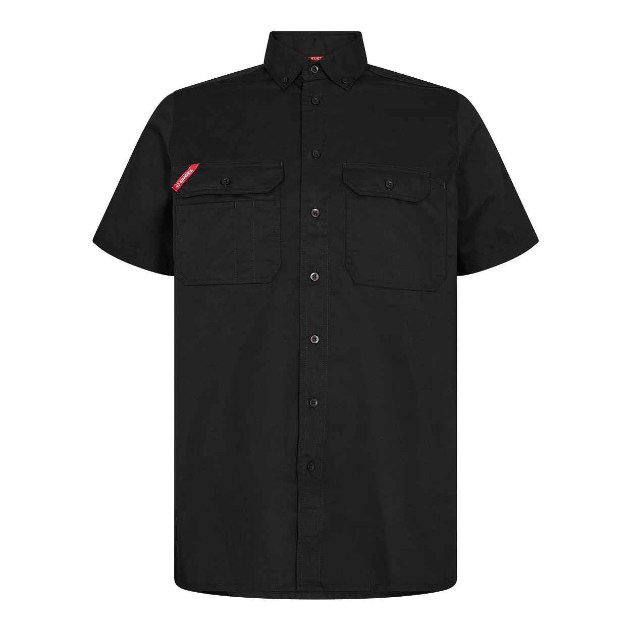 ENGEL Extend kurzärmliges Herrenhemd in Schwarz, Größe 47/48