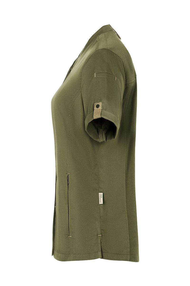 Kurzarm Damenkochjacke Green-Generation Größe 58 in Moosgrün von Karlowsky