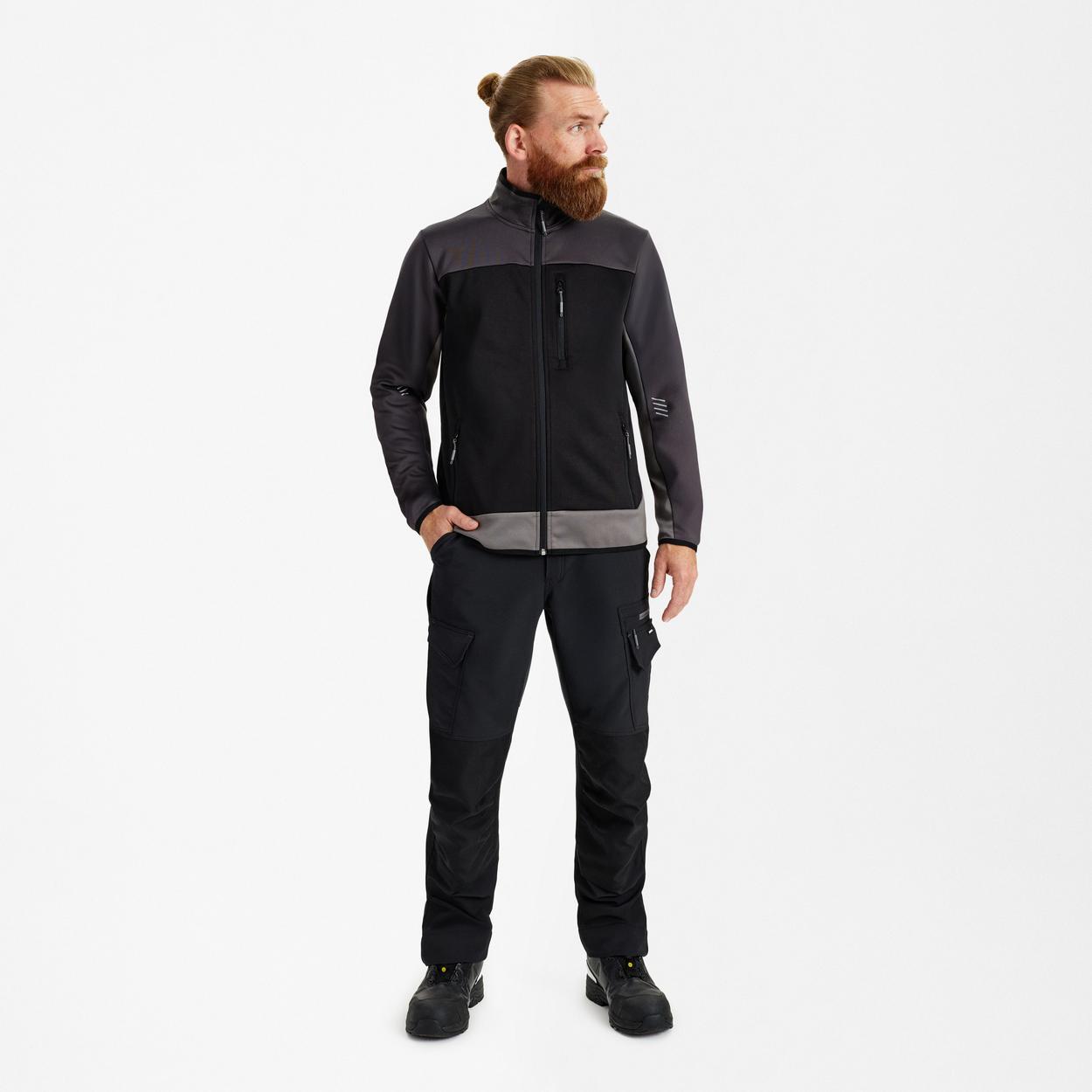 ENGEL Entire Midlayer-Cardigan in Schwarz/Anthrazit Grau, Größe XS