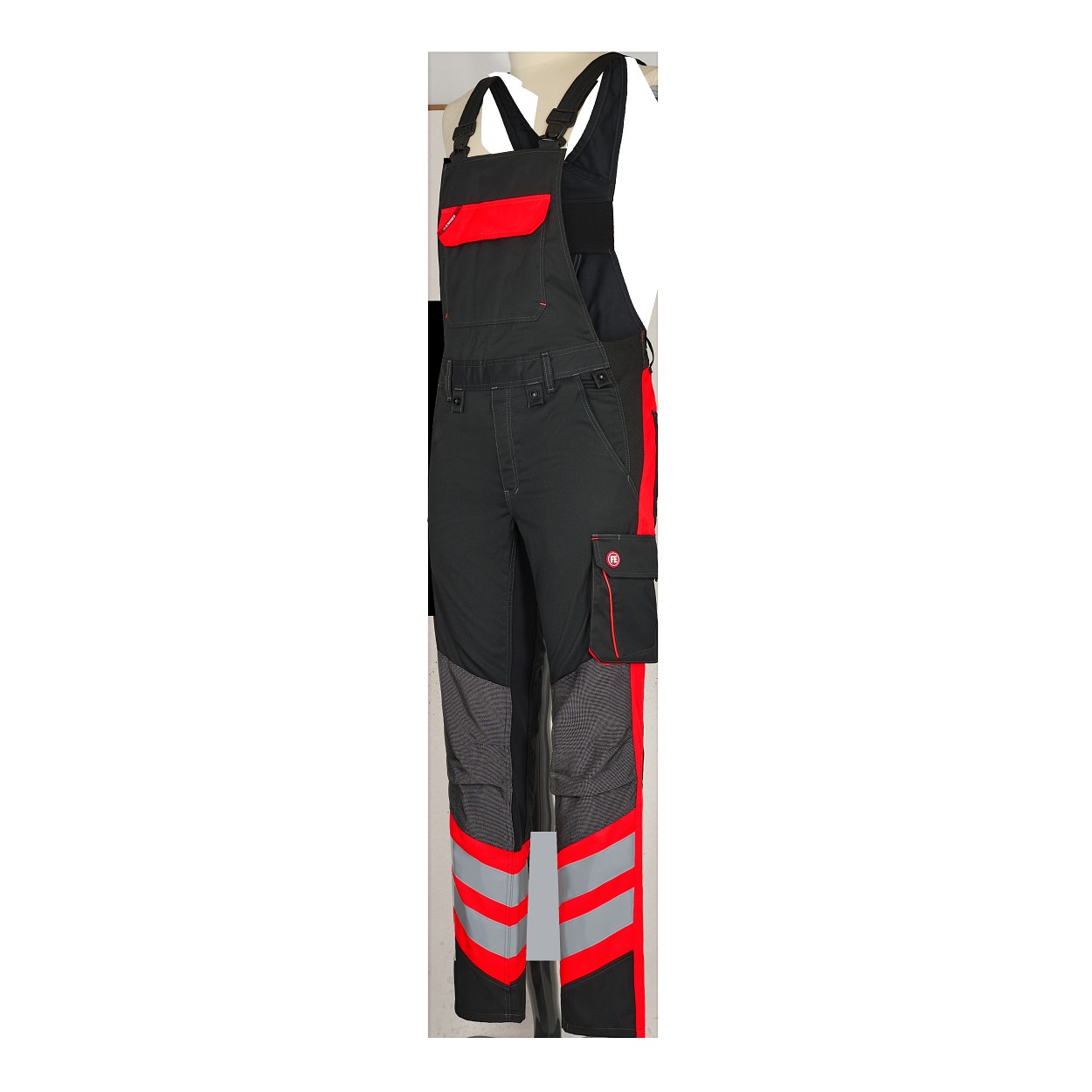 ENGEL Cargo Latzhose in Schwarz/Rot, Größe 106