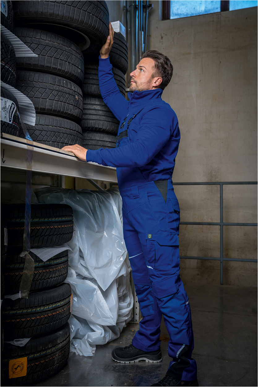 Latzhose FLEXL20 Flex Line in Kornblau/Schwarz, Gr. 70 von Leibwächter