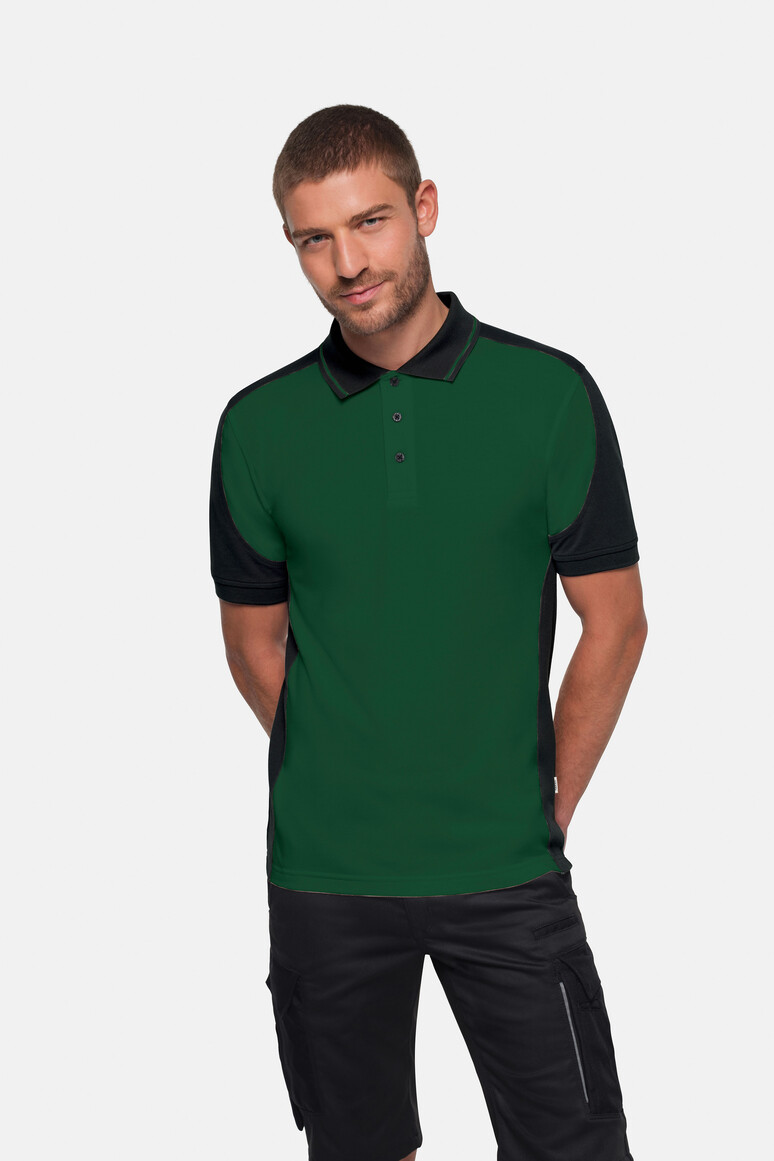 HAKRO 539 Poloshirt Contrast MIKRALINAR® ECO in Tanne/Schwarz, Größe 6XL