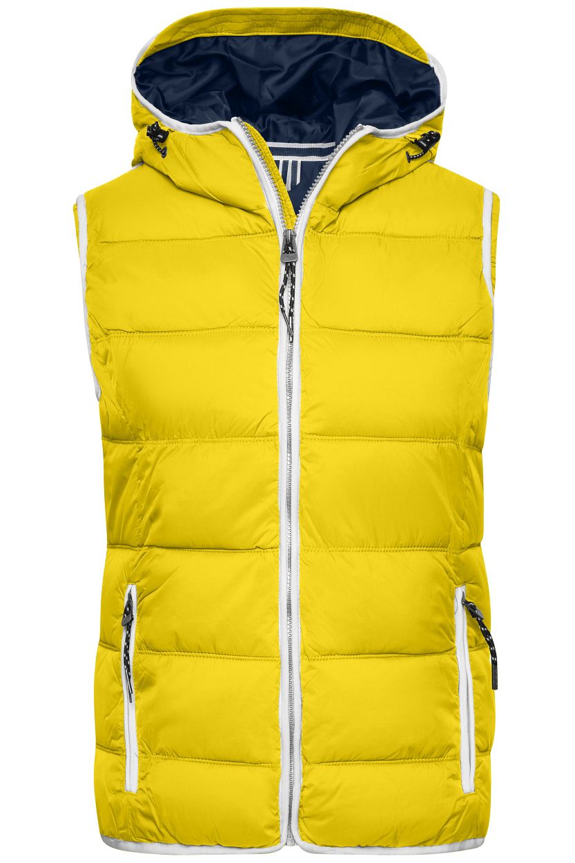 Ladies' Maritime Vest "JN1075" in Sun-Yellow/White, Größe 2XL - Daiber