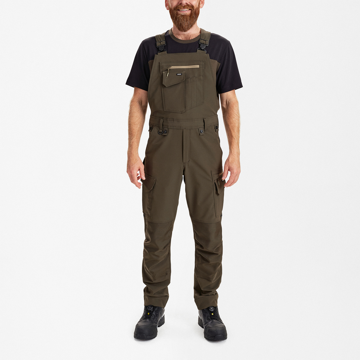 ENGEL Entire Latzhose mit 4-Wege-Stretch in Forest Green/Schwarz, Größe 26