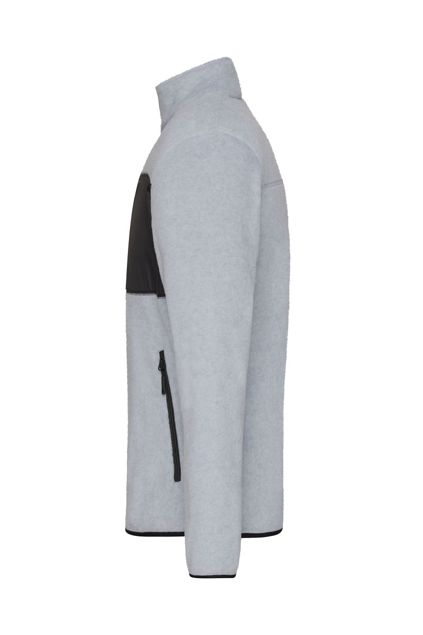 Men's Fleece Jacket GRS "JN1312" in Light-Melange/Black, Größe 3XL - Daiber