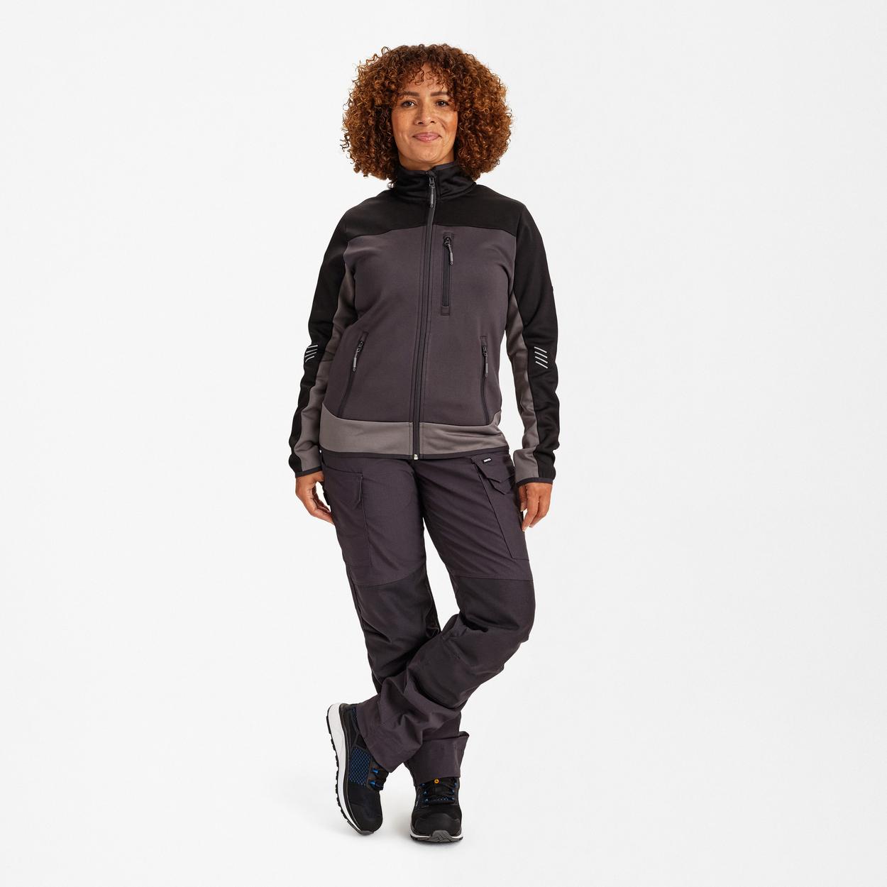 ENGEL Entire Damen Midlayer-Cardigan in Anthrazitgrau/Schwarz, Größe XS