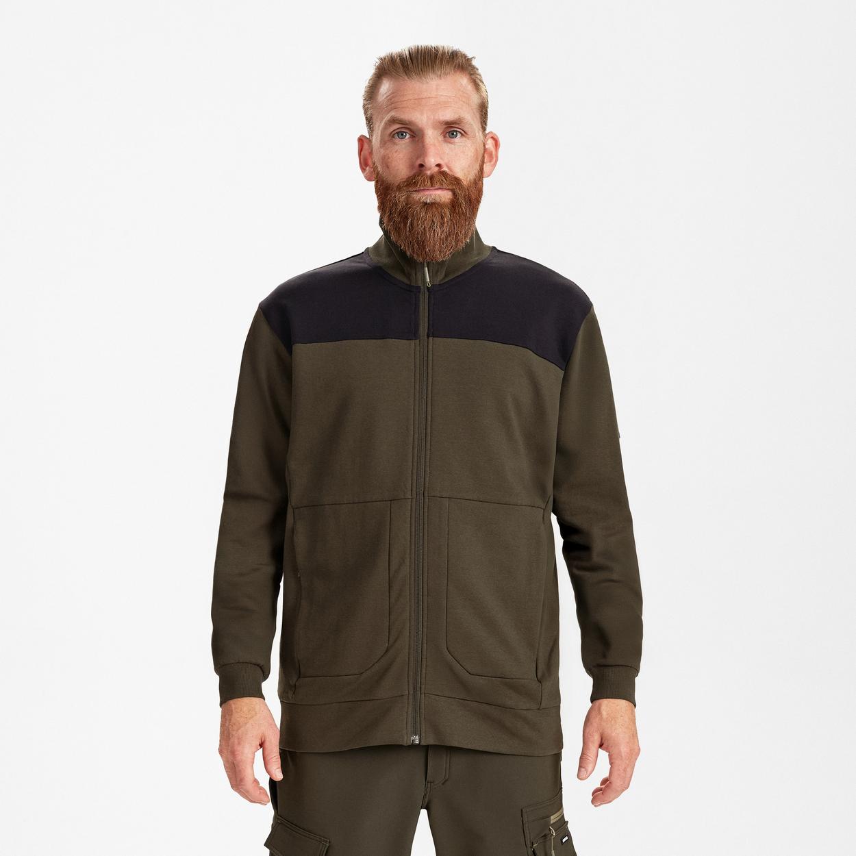 ENGEL Entire Sweatcardigan mit Kragen in Forest Green/Schwarz, Größe XS