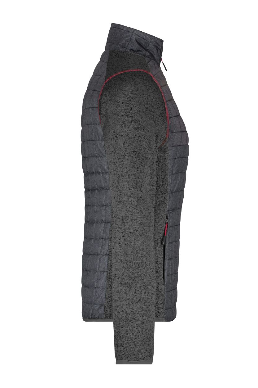 Ladies' Knitted Hybrid Jacket "JN741" in Grey-Melange/Anthracite-Melange, Größe 2XL - Daiber