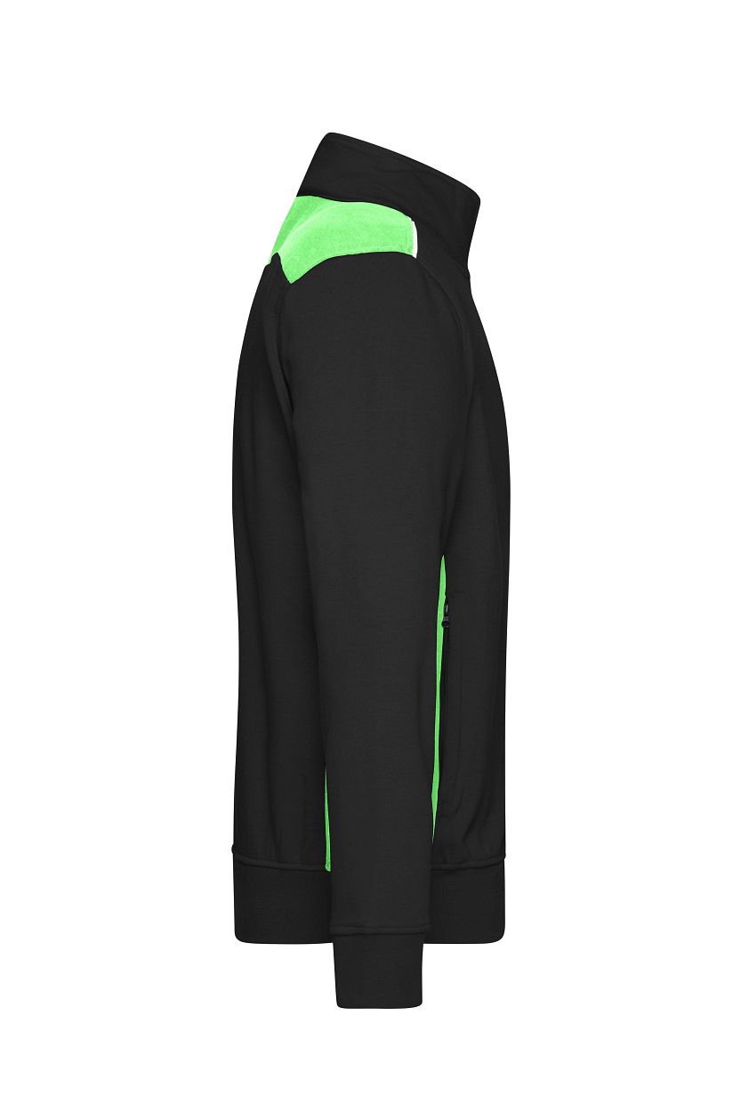 Workwear Sweat Jacket - COLOR - "JN870" in Black/Lime-Green, Größe 6XL - Daiber
