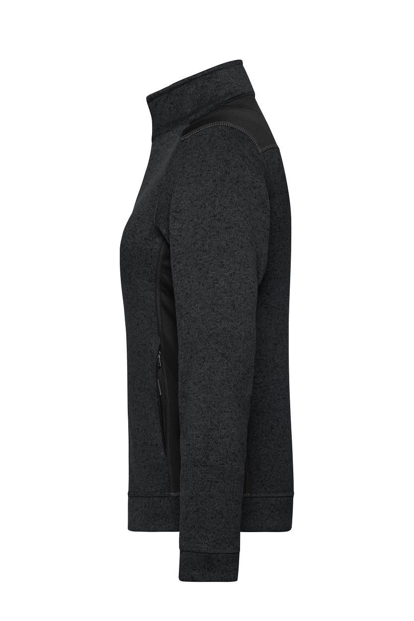 Ladies' Knitted Workwear Fleece Jacket - STRONG - "JN861" in Black/Black, Größe 4XL - Daiber