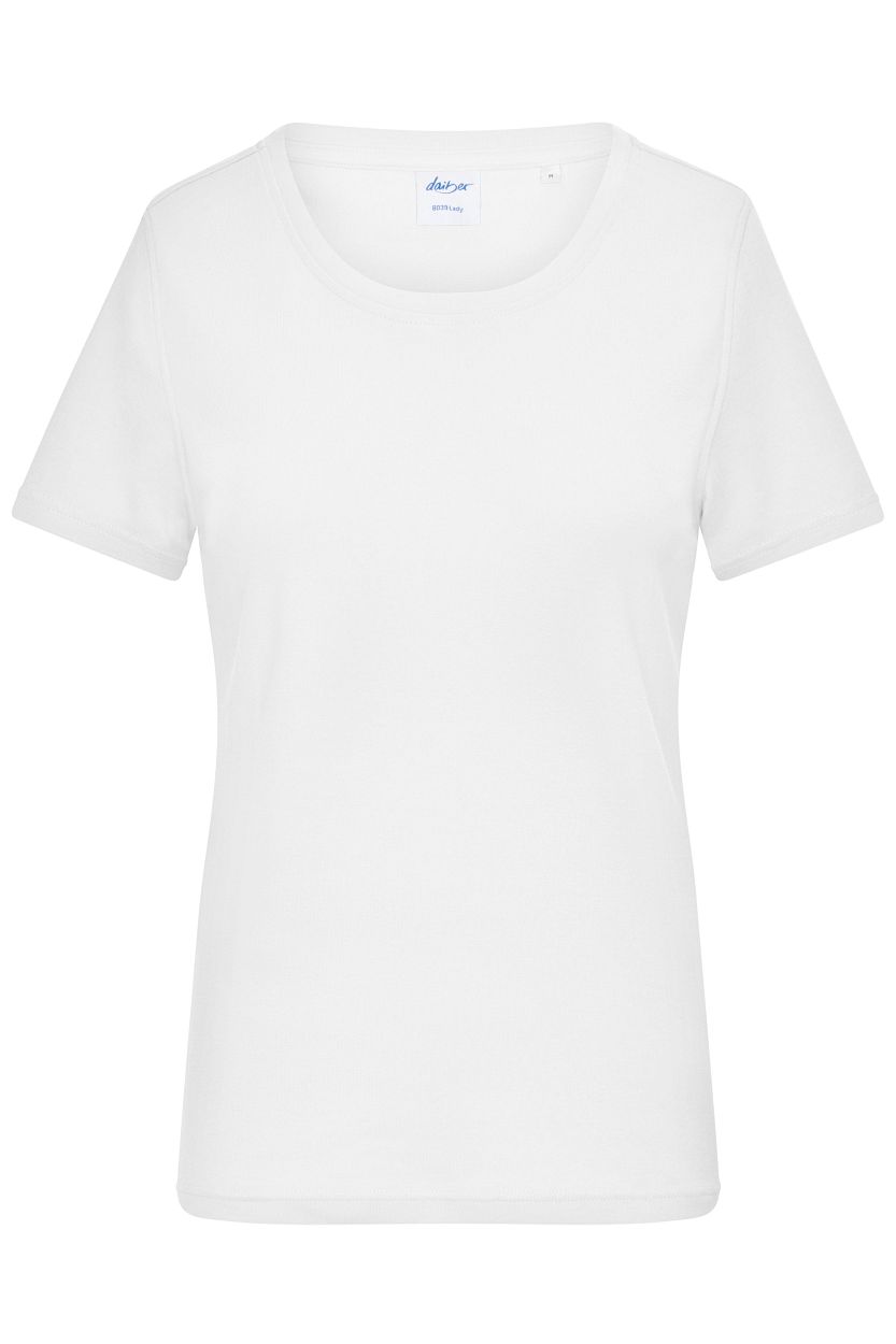 Ladies' T-Shirt 1:1 Rib OCS Standard "8039" in White, Größe 2XL - Daiber