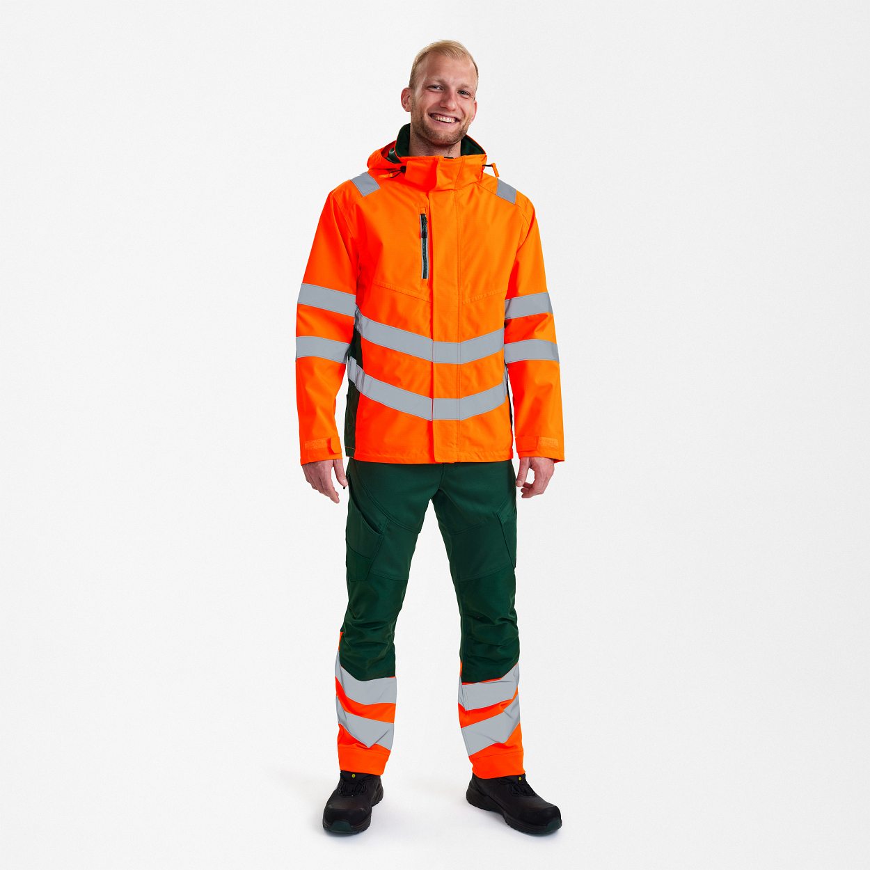 ENGEL Safety Shelljacke in Orange/Grün, Größe XS