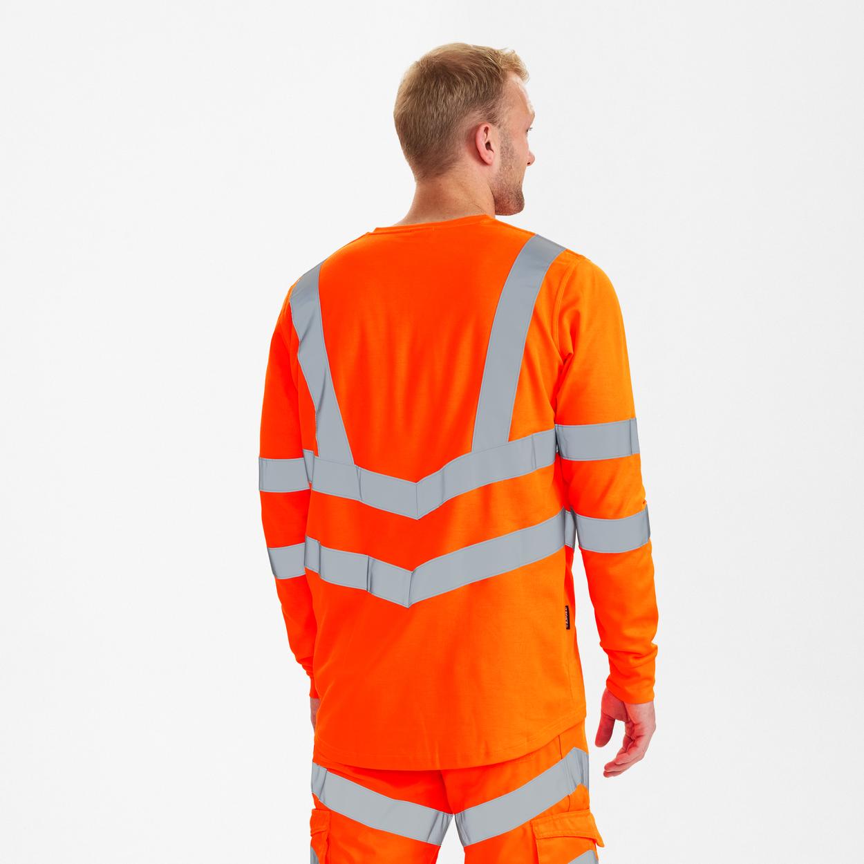 ENGEL Safety Grandad langarm-Shirt in Hi-vis Orange, Größe XS