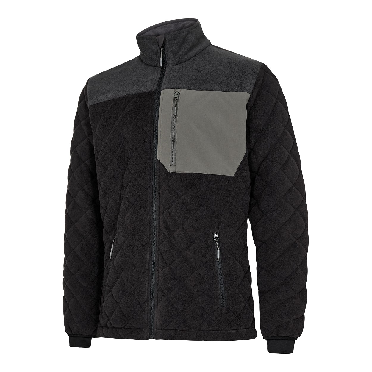 Entire Gestepptes-Fleecejacke in Schwarz/Anthrazit Grau, Größe XS