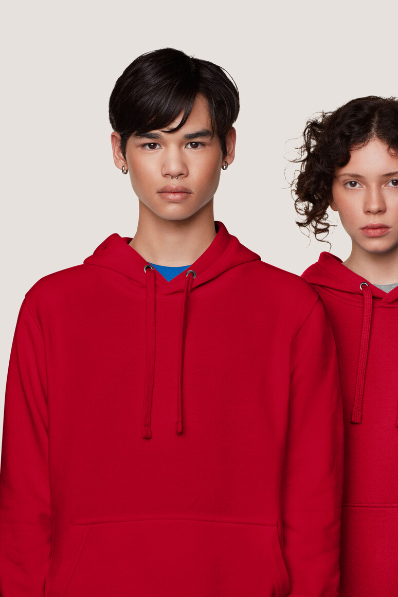 HAKRO 601 Kapuzen-Sweatshirt Premium in rot, Größe 2XL