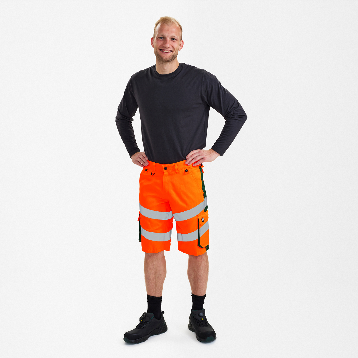 ENGEL Safety Light Arbeitsshorts in Orange/Grün, Größe 54