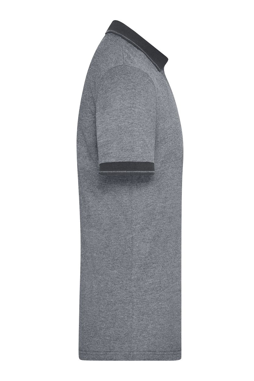 Men's Heather Polo "JN706" in Black-Melange/Black, Größe 3XL - Daiber