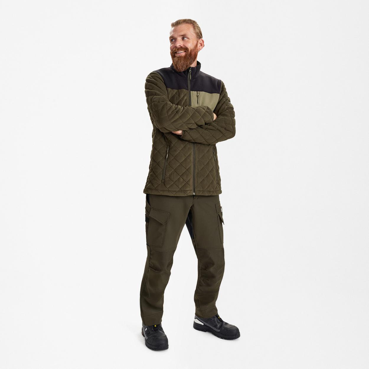 ENGEL Entire Gestepptes-Fleecejacke in Forest Green/Schwarz, Größe XS