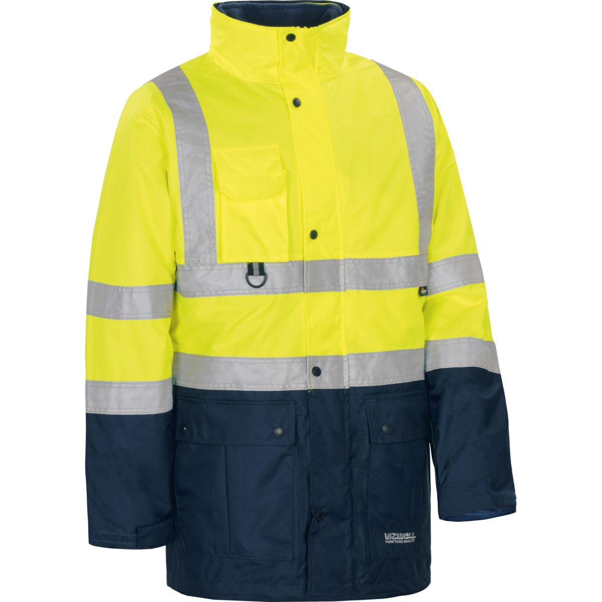 Regen- Warnschutz-Kontrast-Parka leuchtgelb-marine von Vizwell