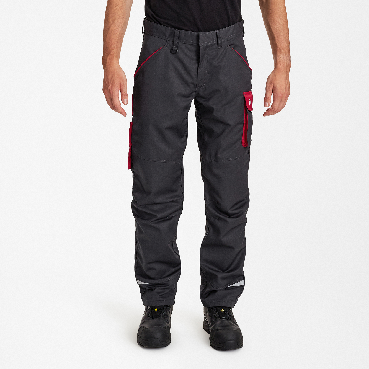 ENGEL Galaxy Light Arbeitshose in Anthrazit Grau/Tomato Red, Größe 106