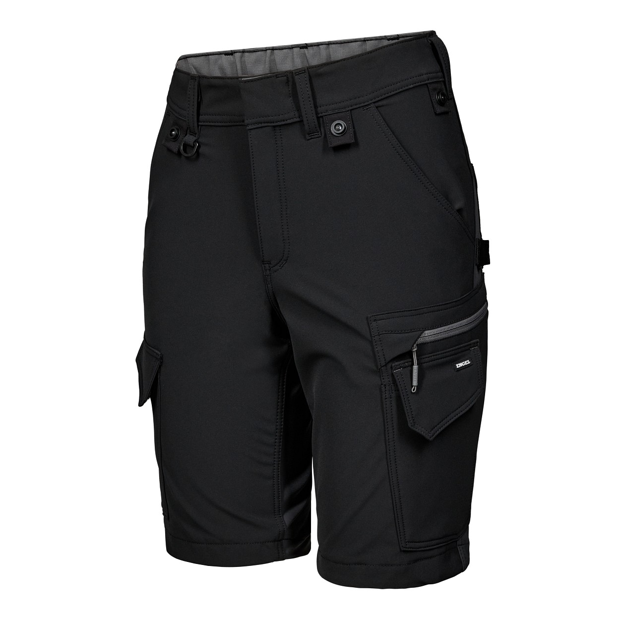ENGEL Entire Damen Shorts mit 4-Wege-Stretch in Schwarz/Anthrazit Grau, Größe 48