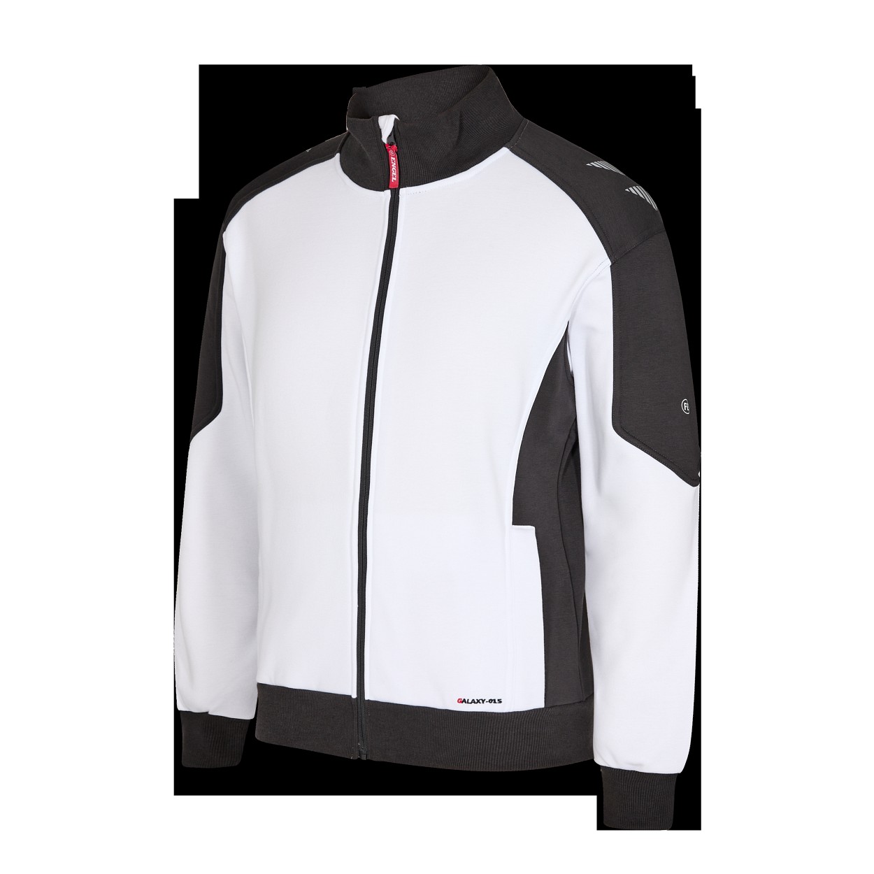 ENGEL Galaxy Sweatcardigan mit Kragen in Weiss/Anthrazit Grau, Größe XS