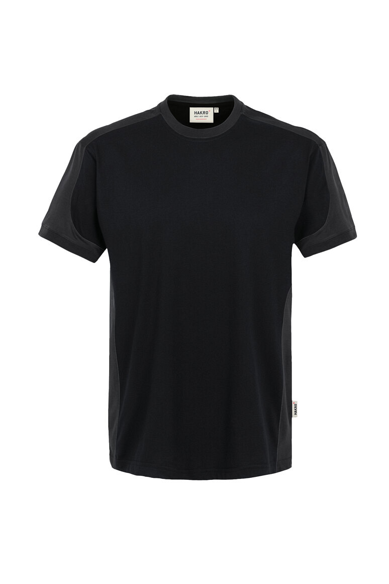 HAKRO 290 T Shirt Contrast MIKRALINAR® in schwarz/anthrazit, Größe 2XS