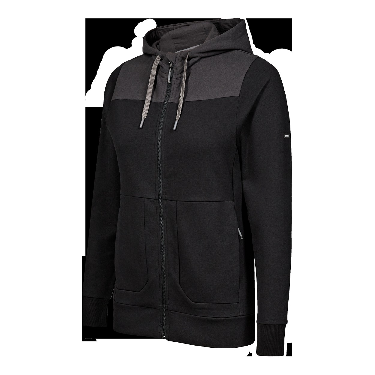 ENGEL Entire Damen Sweatcardigan mit Kapuze in Schwarz/Anthrazit Grau, Größe 3XL