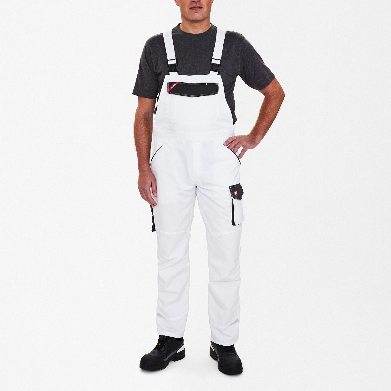 ENGEL Galaxy Light Latzhose in Weiss/Anthrazit Grau, Größe 58