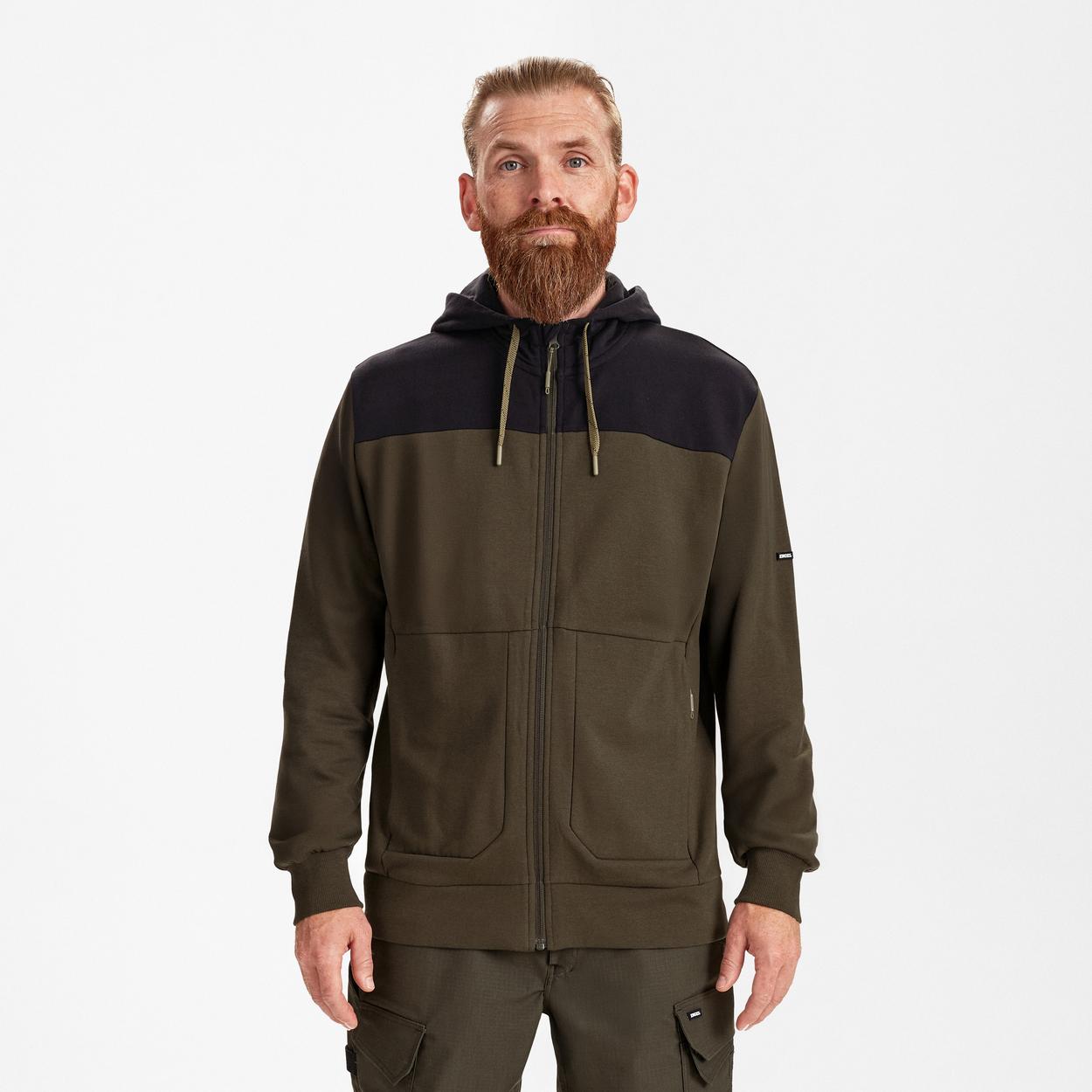 ENGEL Entire sweatcardigan mit kapuze in Forest Green/Schwarz, Größe XS