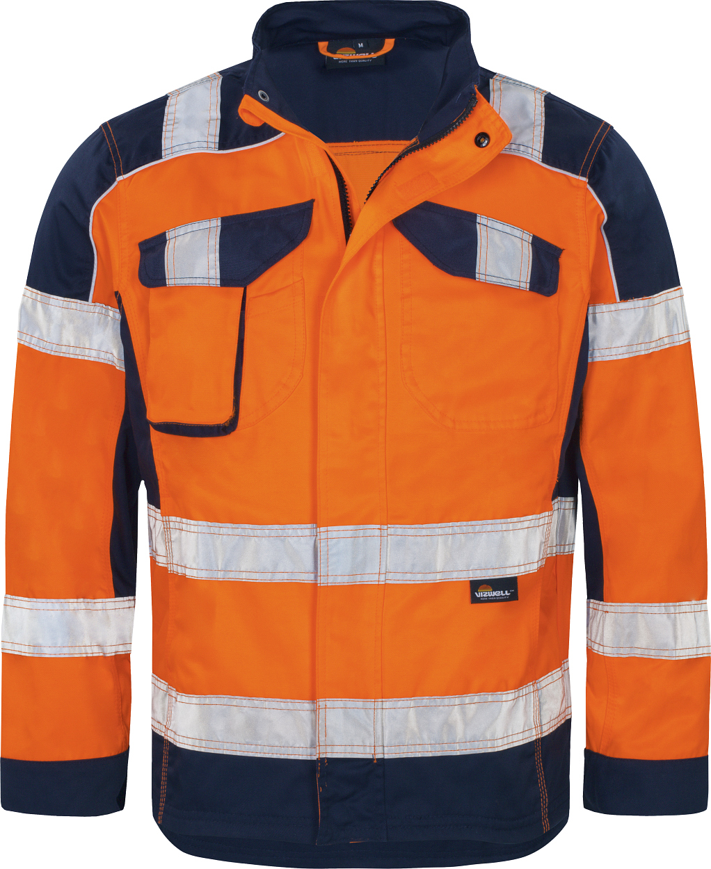 Warnschutz-Kontrast-Jacke leuchtorange-marine in Gr. XXL von Vizwell