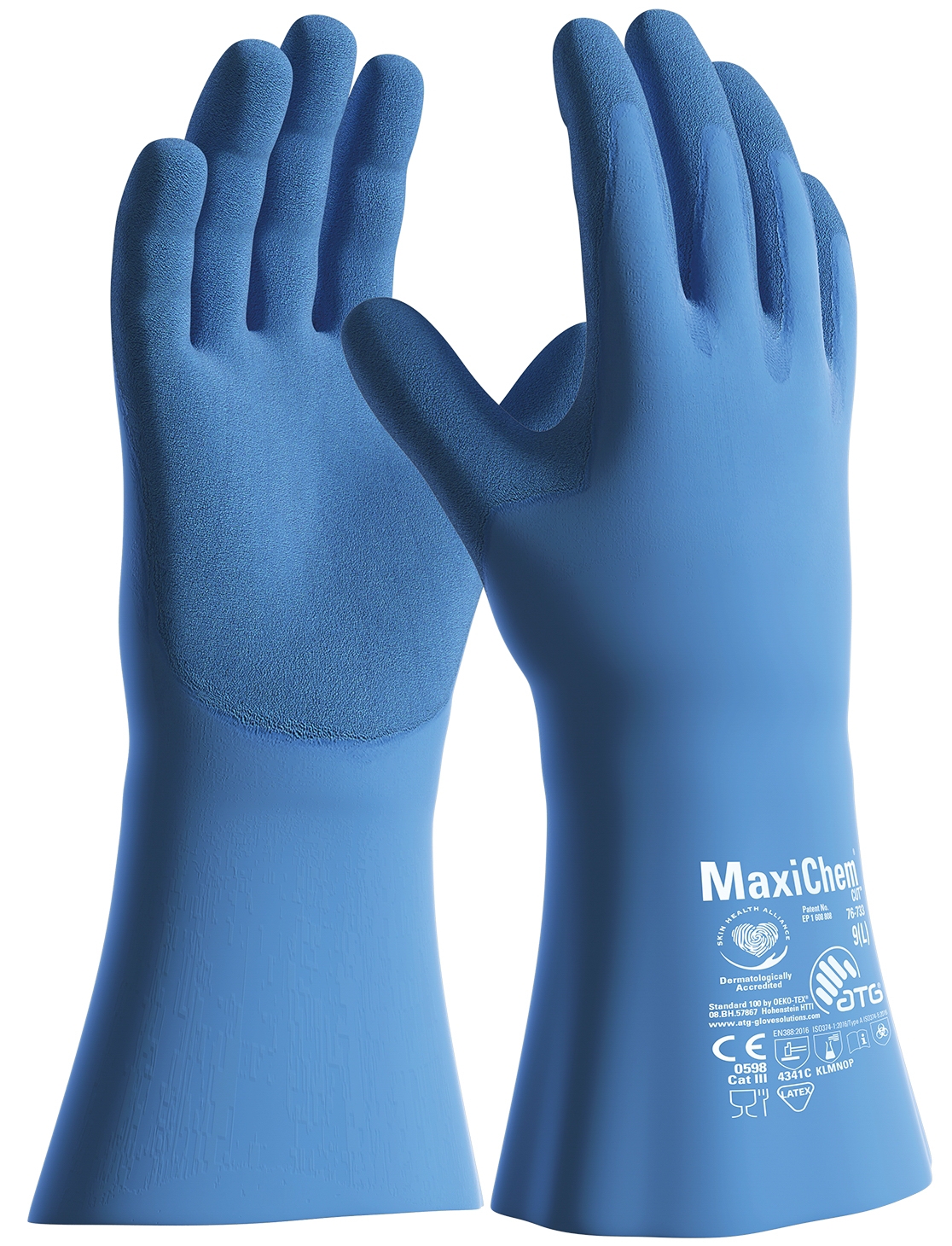MaxiChem® Cut™ Chemikalienschutz-Handschuhe (76-733) in Blau, Größe 8
