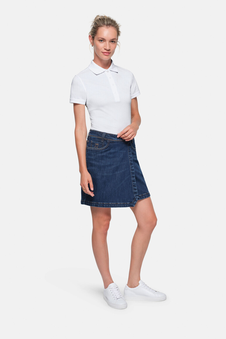 HAKRO 732 DAMEN 5-POCKET-JEANSSKORT X-STRETCH ECO in indigo, Größe 3XL
