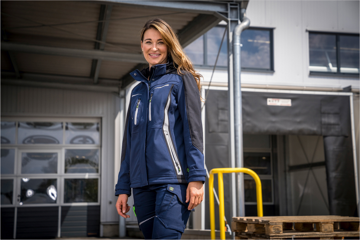 Damen Softshelljacke Flex Line Marine/Schwarz FLXDS, Gr. 52 von Leibwächter