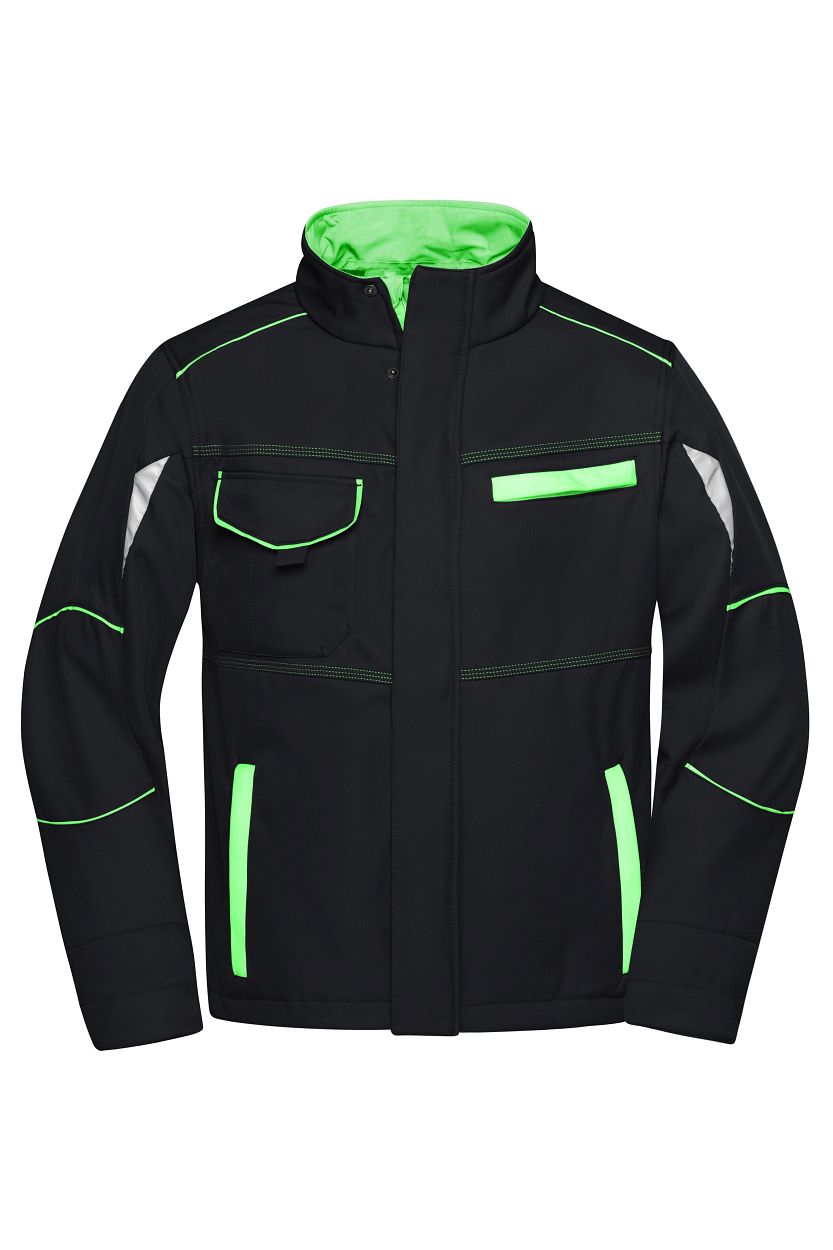 Workwear Softshell Jacket - COLOR - "JN851" in Black/Lime-Green, Größe 6XL - Daiber