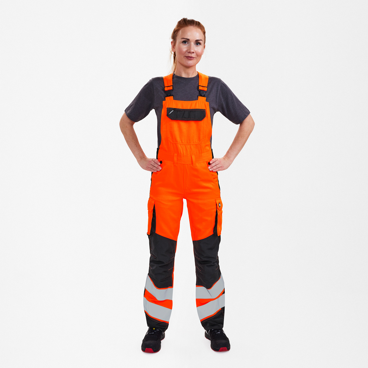 ENGEL Safety Light Damen Latzhose in Orange/Anthrazit Grau, Größe 48