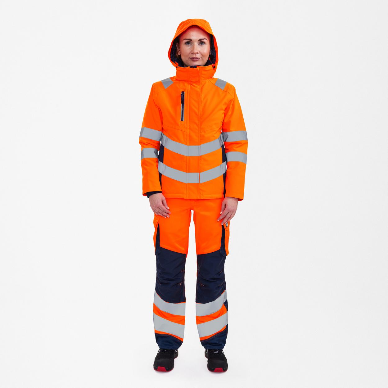 ENGEL Safety Damen Winterjacke in Orange/Blue ink, Größe XS