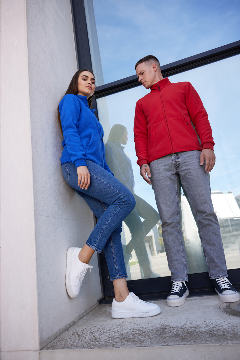 Men's Bonded Fleece Jacket "JN1322" in White/Dark-Grey, Größe 3XL - Daiber