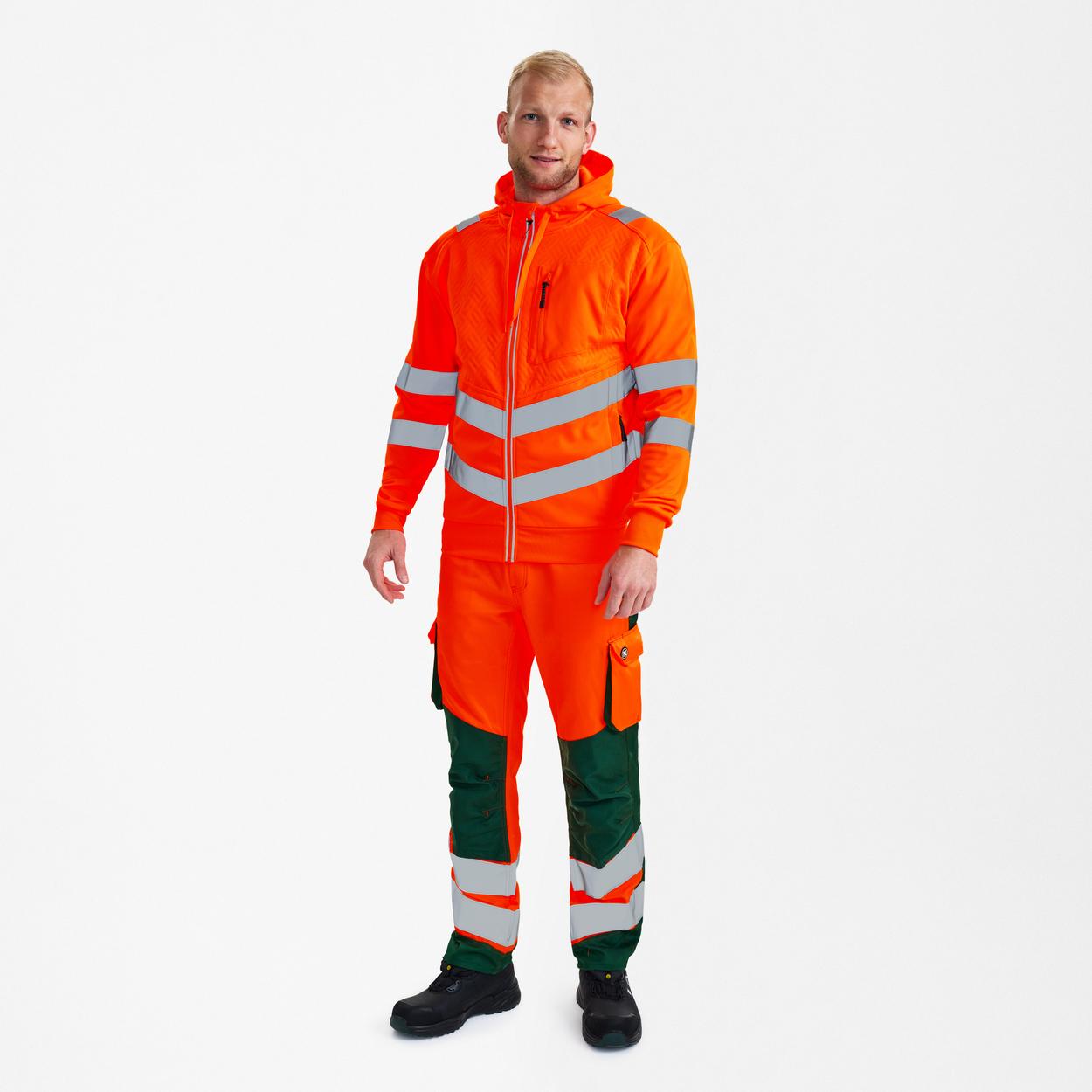 ENGEL Safety Sweatcardigan in Hi-vis Orange, Größe XS