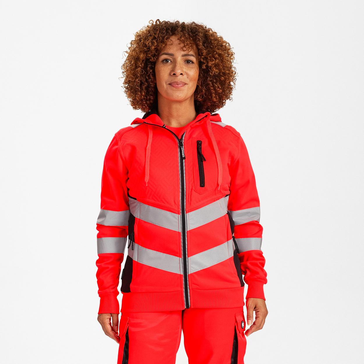 ENGEL Safety Damen Sweatcardigan in Rot/Schwarz, Größe XS