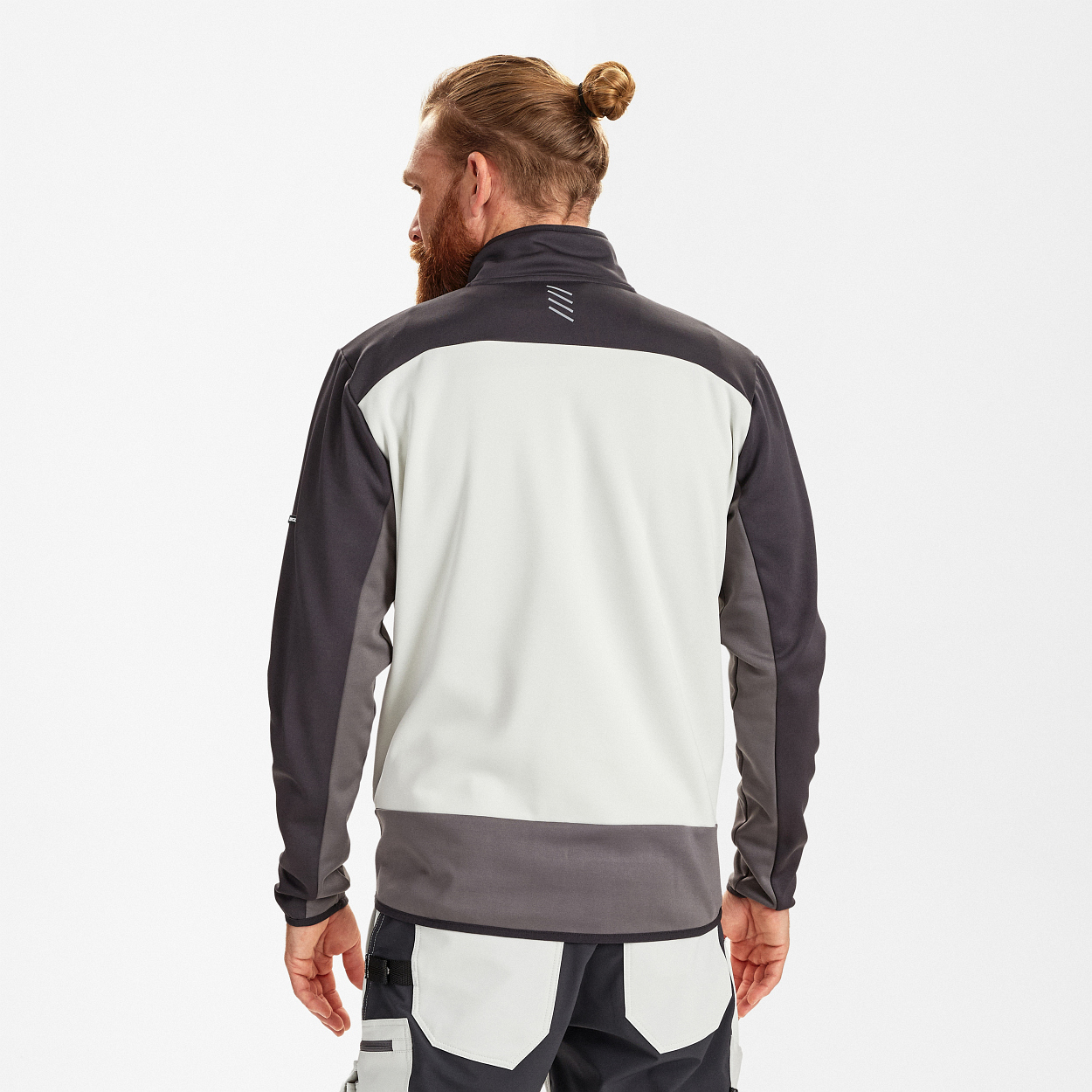 ENGEL Entire Midlayer-Cardigan in Bone White / Anthracite Grey, Größe XS